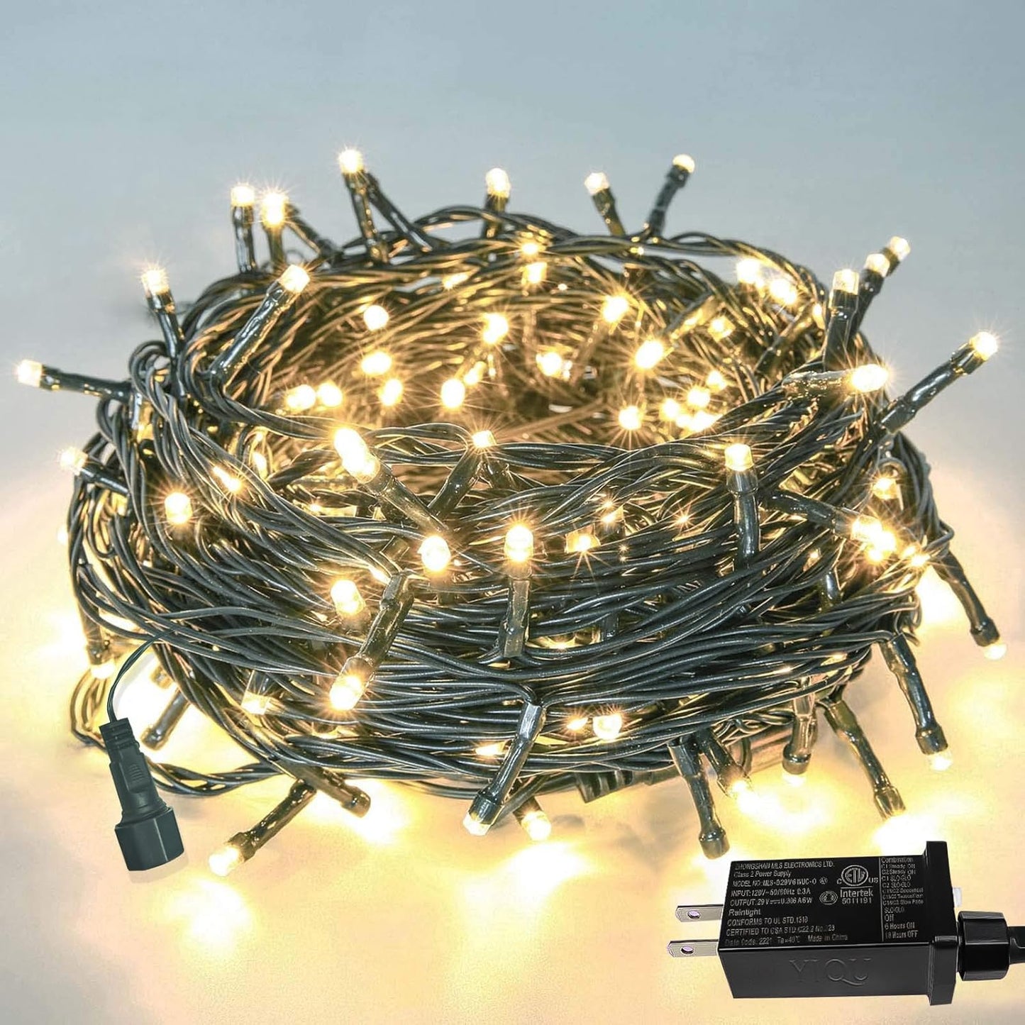 75.8 FT 200 LED Waterproof Christmas String Lights - Warm White, Timer & Memory Function, 8 Modes, Extendable Green Wire for Indoor/Outdoor Holiday Decor
